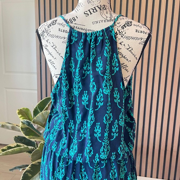 Chelsea & Violet Women's Jumpsuit Size L Sleeveless Green Blue Print Casual - Picture 4 of 11